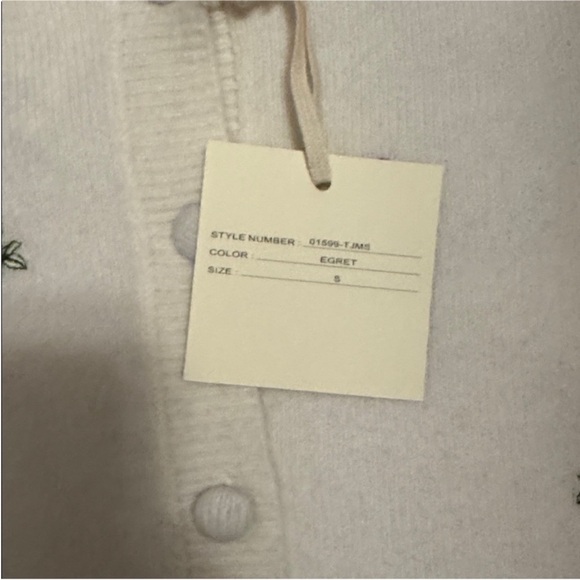 Anthropologie Cream Cardigan with Floral Embroidery NWT - Picture 2 of 3